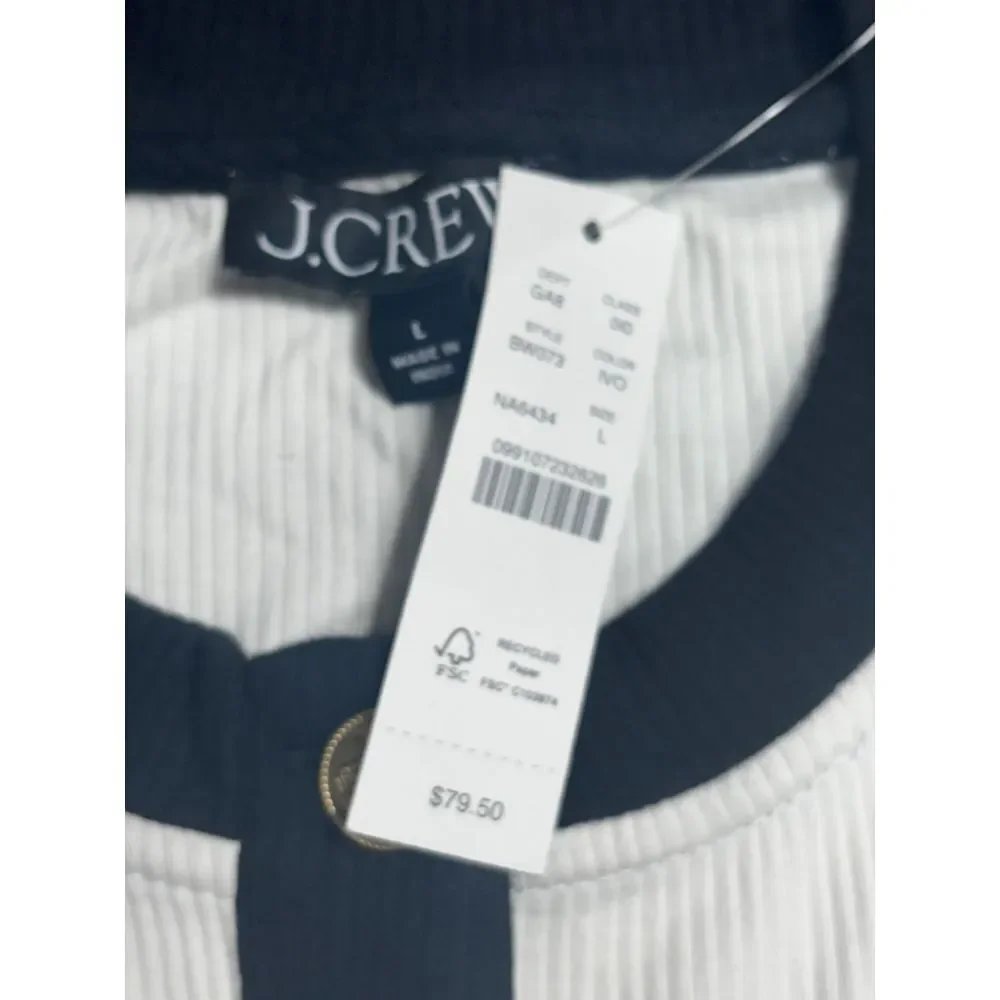 J.Crew NWT Vintage Ribbed Lady Jacket in Ivory & Black‎ Size Large